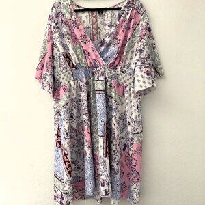 SHEIN CURVE BOHO VNECK FLORAL DRESS US 20 ELASTIC WAIST PLUS